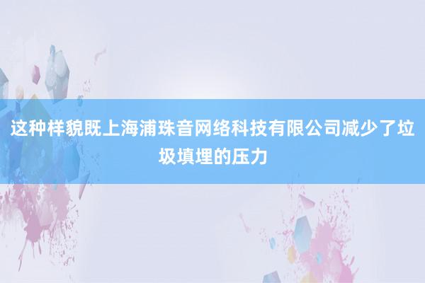 这种样貌既上海浦珠音网络科技有限公司减少了垃圾填埋的压力